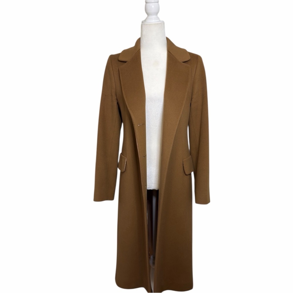 💫 FLEURETTE Mia Brown Camel Cashmere Classic Luxury Long Maxi Coat Trench Size 6 - Picture 3 of 12